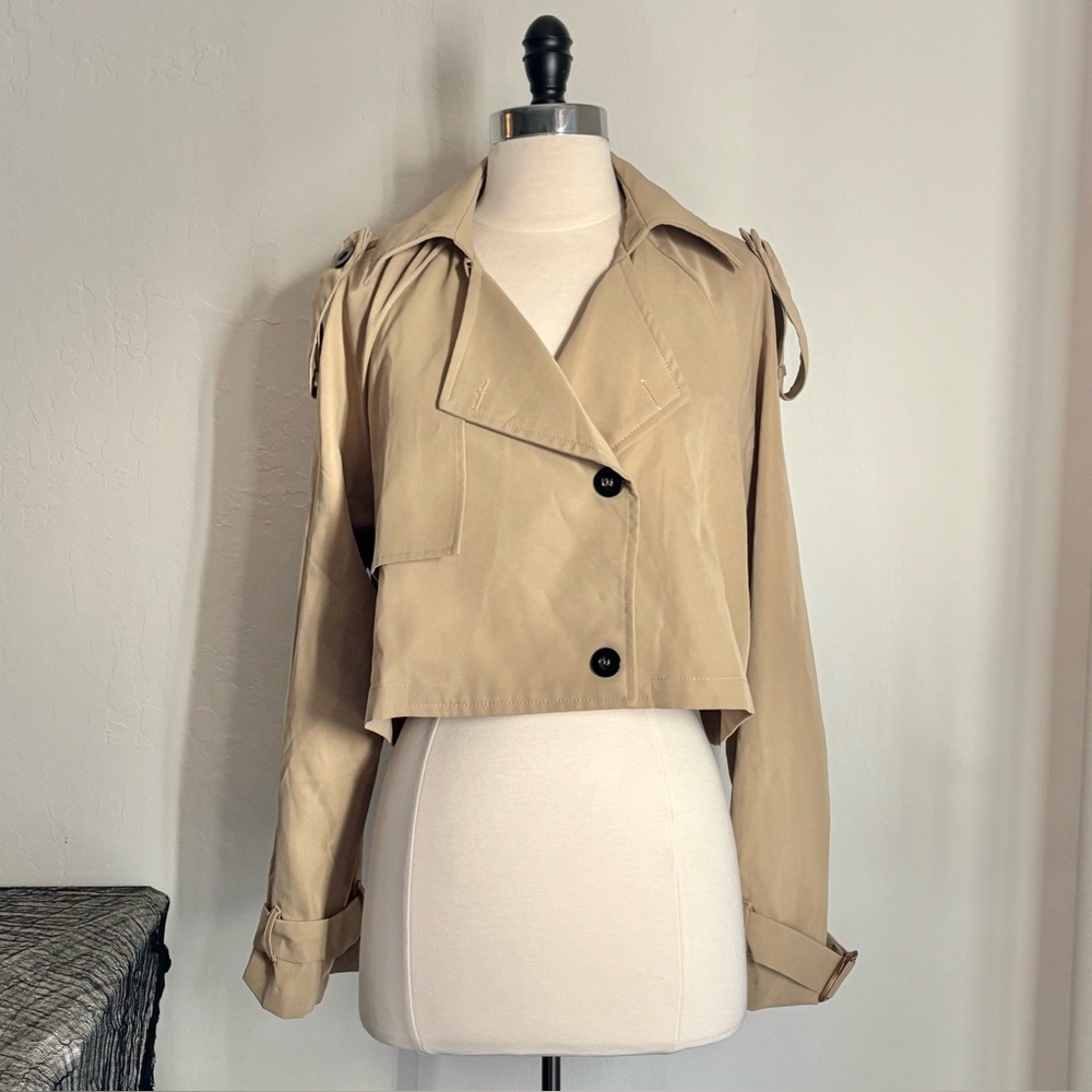 Cropped Beige Trench Coat - Women's Lightweight Trench
